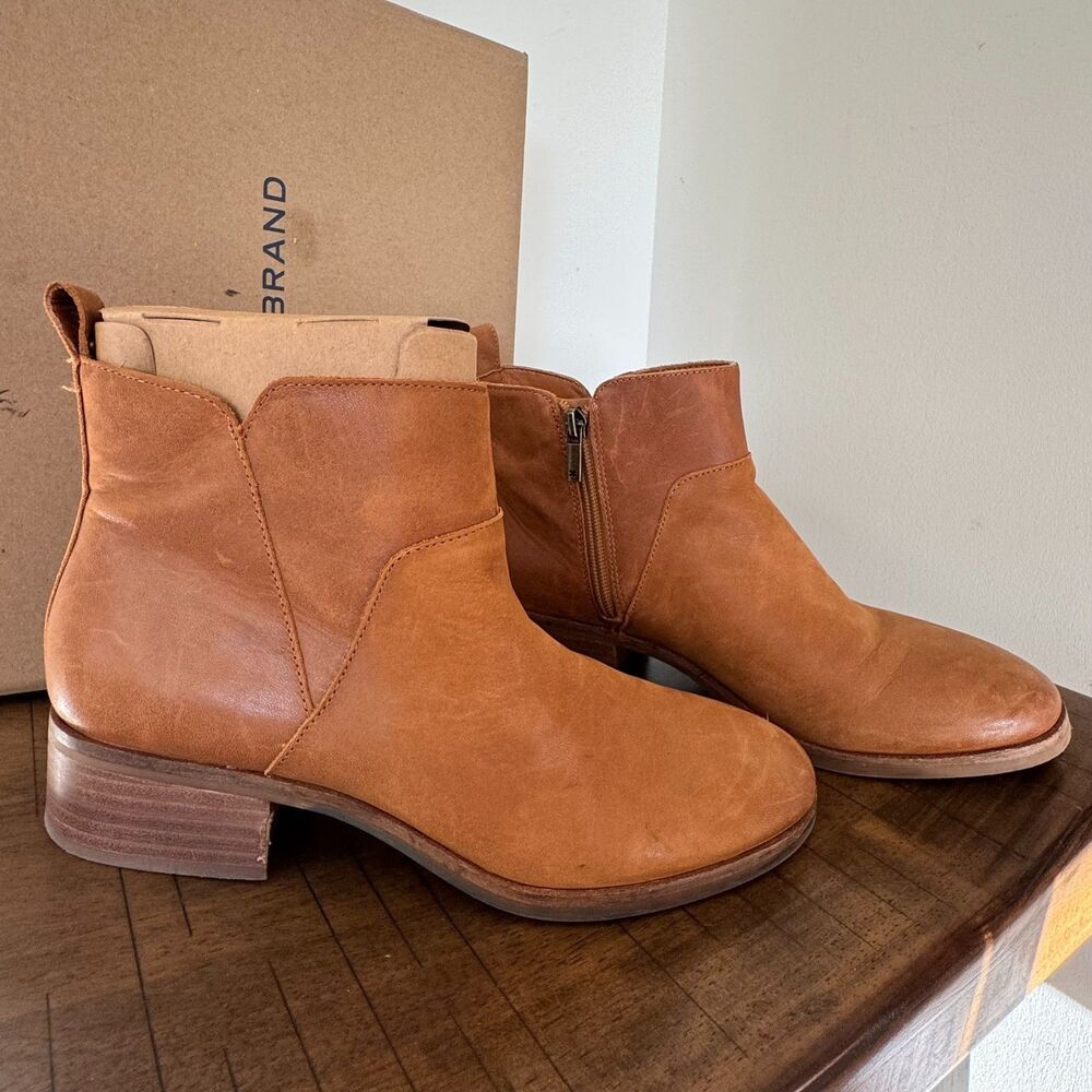 Lucky Brand Tan Leather Booties Womens 9.5 Western Boho Ankle Boots